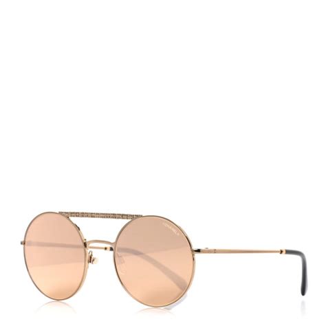 CHANEL Metal Winter Round Sunglasses 4232 Gold